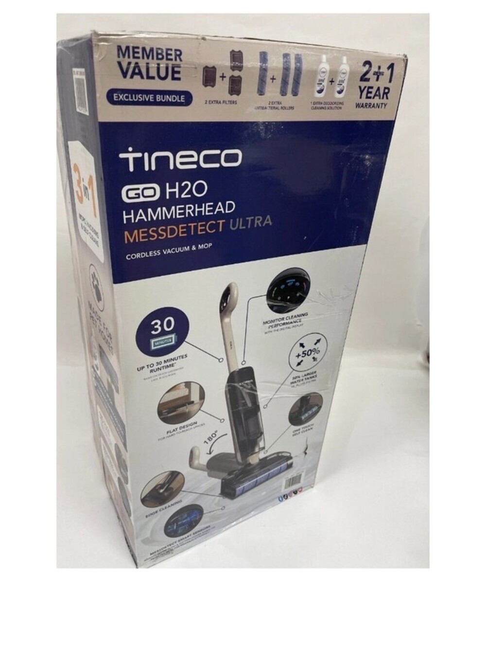 Tineco GO H2O HammerHead 3-in-1 Cordless Vacuum, Mop, Self-Cleans Swivel Head